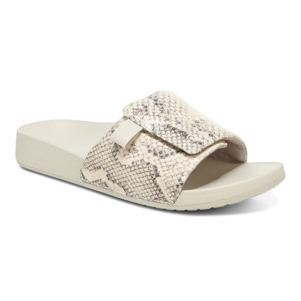 Vionic Sandals Ireland - Keira Slide Sandal Cream Snake - Womens Shoes Online | DMXJO-9451